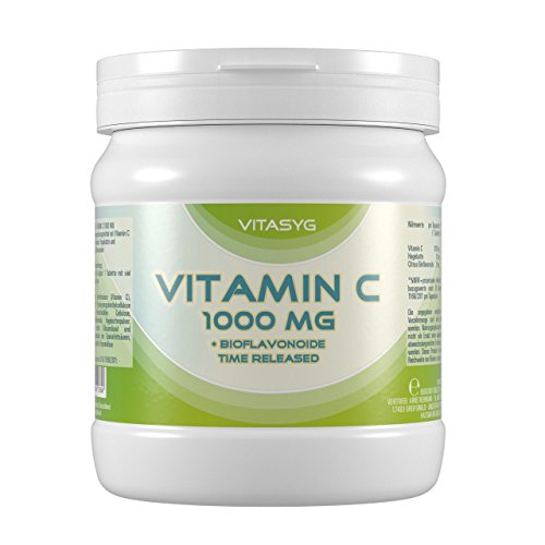 Vitasyg Vitamin C 1000 mg plus Bioflavonoide, für Immunsystem, Haut, Zähne und Knorpel – 500 Tabletten, 1er Pack (1 x 650 g)